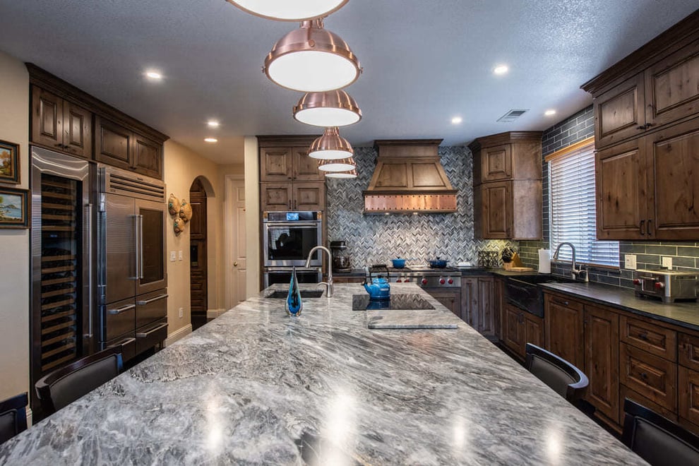 Countertops on island in Fresno kitchen remodel by Imagine Remodeling