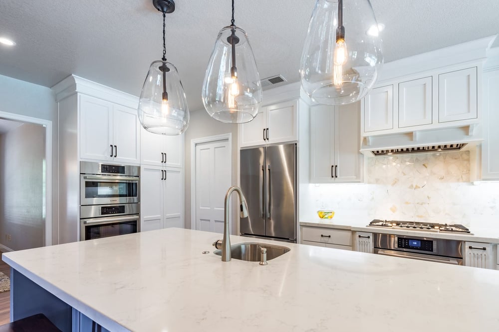 Countertops on island in Fresno kitchen remodel by Imagine Remodeling