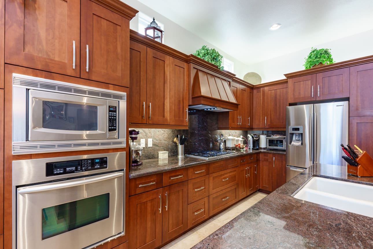 oak kitchen cabinets trend in professional grade remodel in fresno