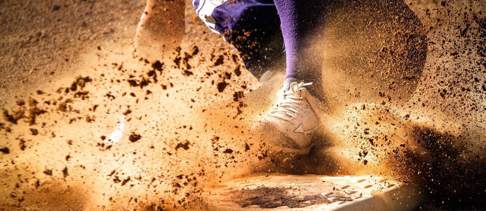 fresno grizzlies baseball game sliding into second base with dirt kicking up (1)