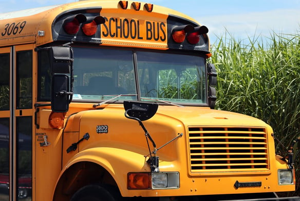 front of a school bus in fresno-min