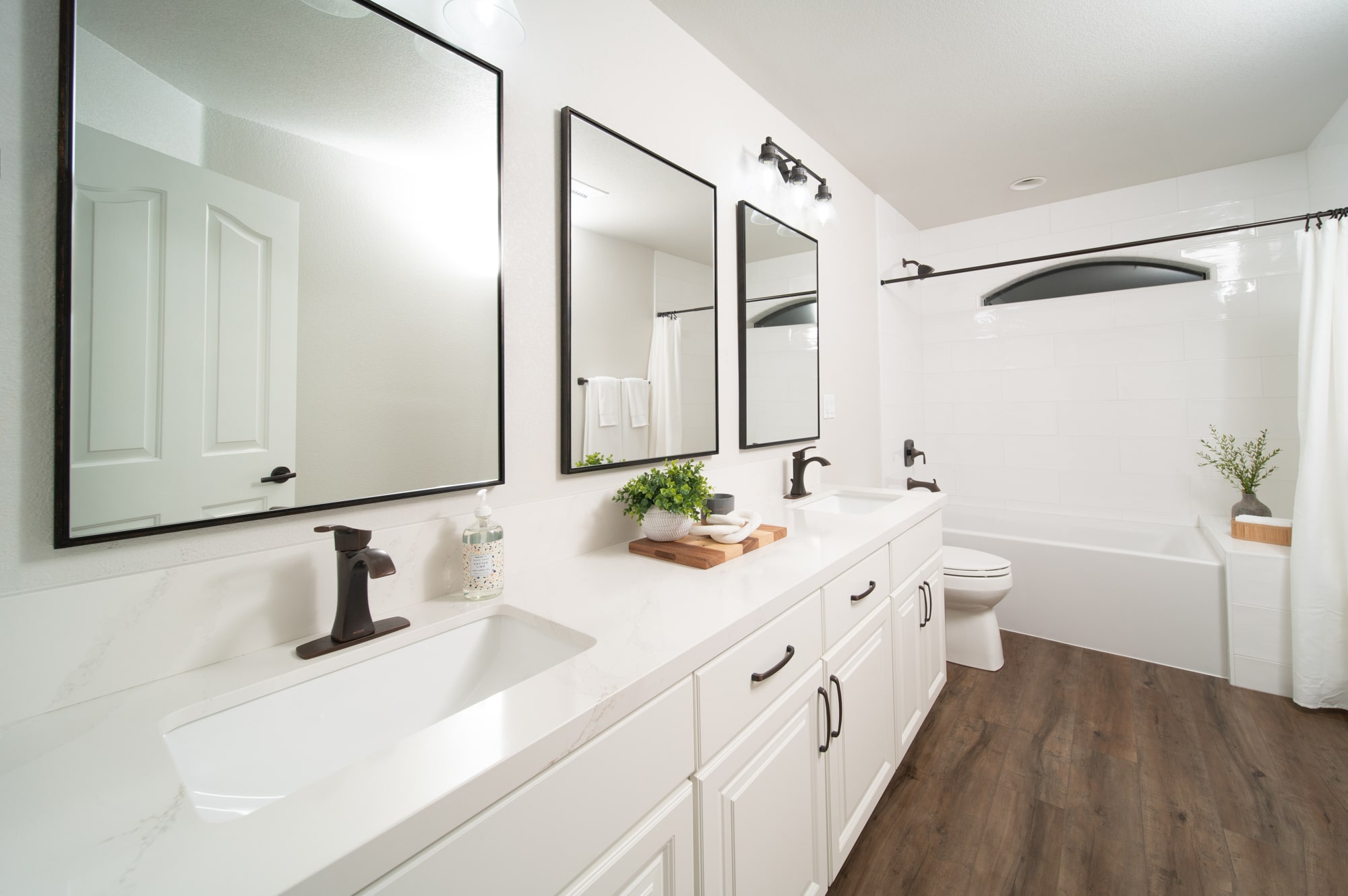 modern white cabinet and wall bathroom in fresno california