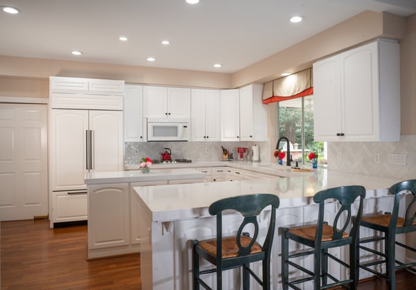 modern white kitchen with center piece island